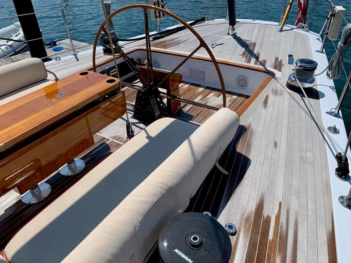 the deck of a boat aboard HEROINA Yacht for Sale
