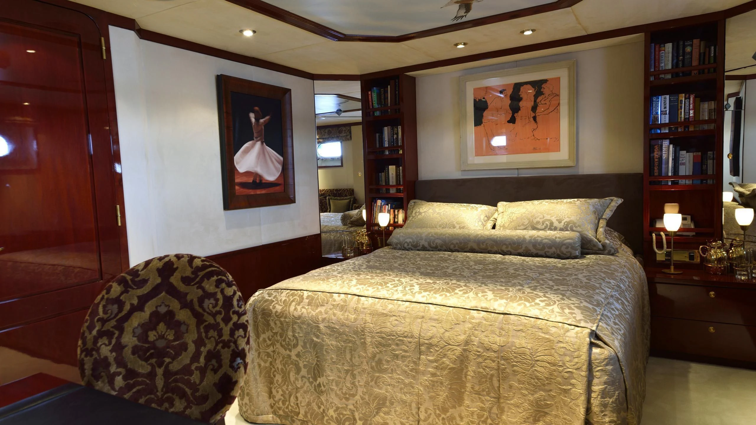 a bed in a room aboard THE MERCY BOYS Yacht for Sale