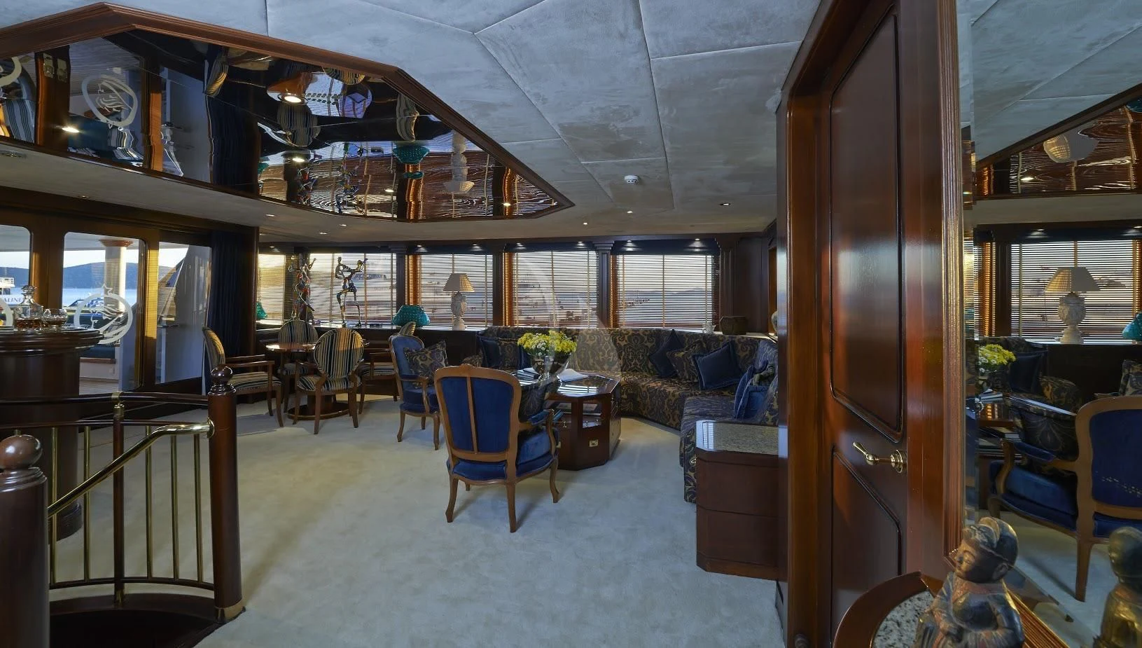 a room with a couch and chairs aboard THE MERCY BOYS Yacht for Sale