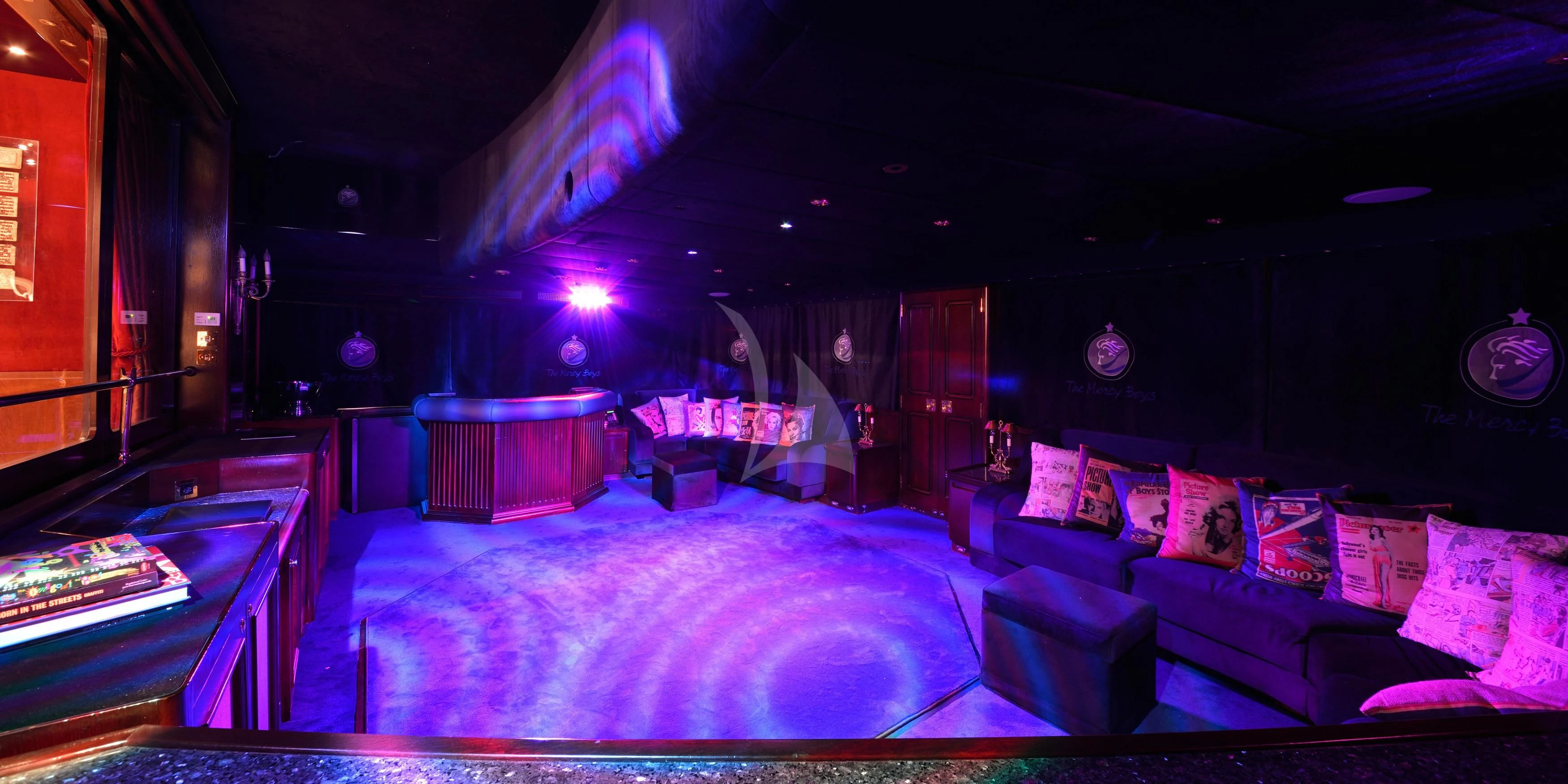 a room with a couch and a table aboard THE MERCY BOYS Yacht for Sale