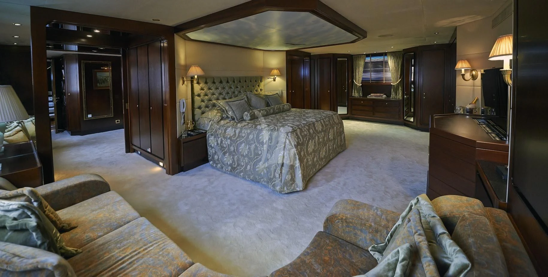 a large bedroom with a large bed aboard THE MERCY BOYS Yacht for Sale