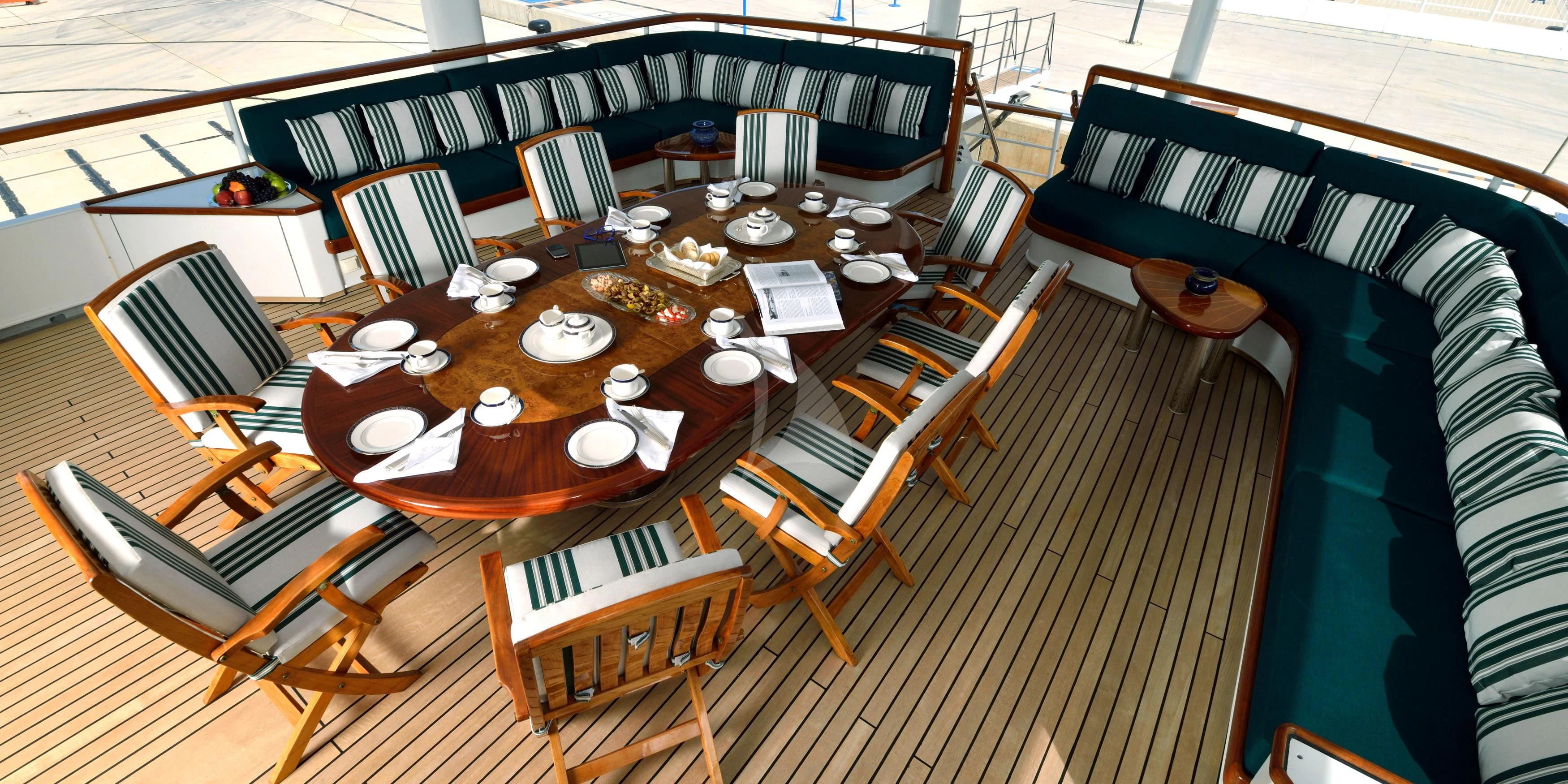 a room with a table and chairs aboard THE MERCY BOYS Yacht for Sale