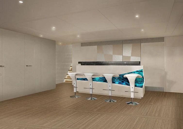 a room with a table and chairs aboard ARKADIA Yacht for Charter