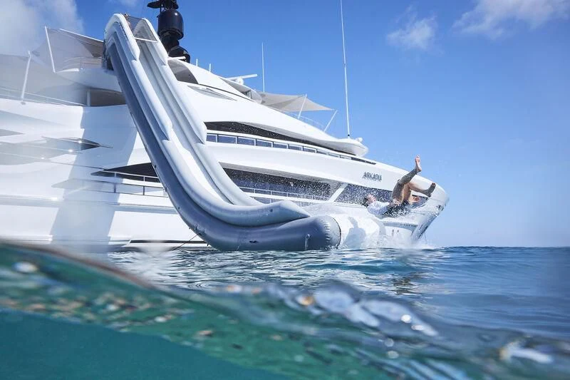 a boat in the water aboard ARKADIA Yacht for Charter