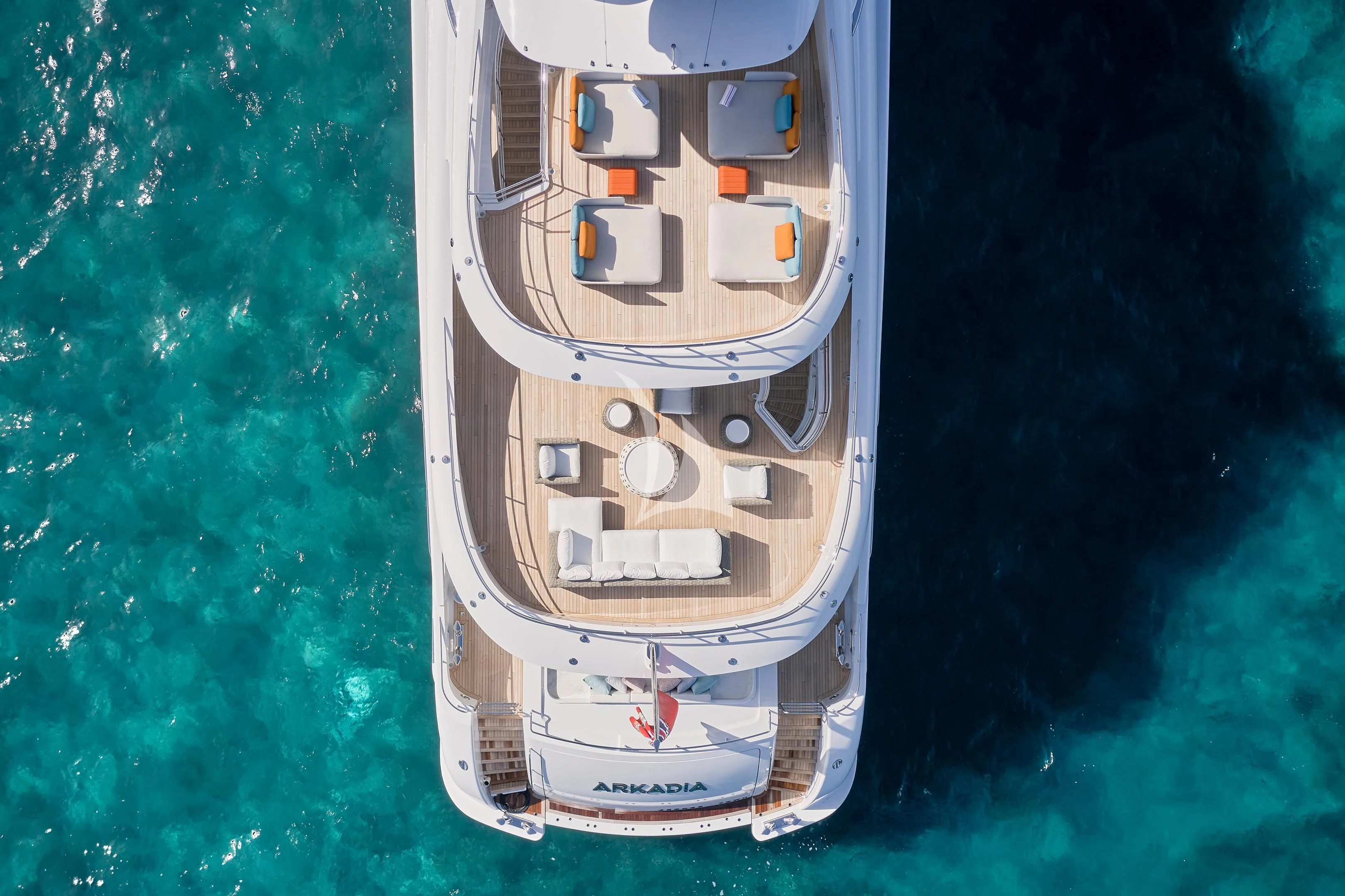 a white and gold object aboard ARKADIA Yacht for Charter