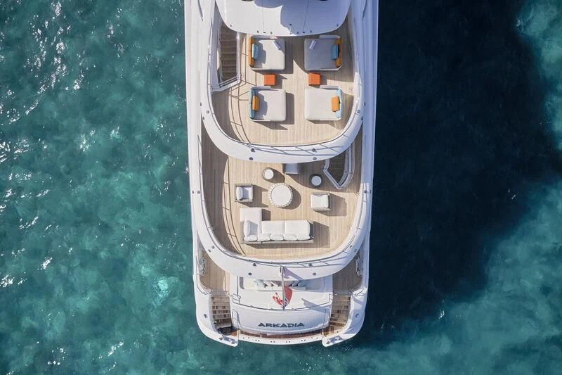 a white and gold object aboard ARKADIA Yacht for Charter