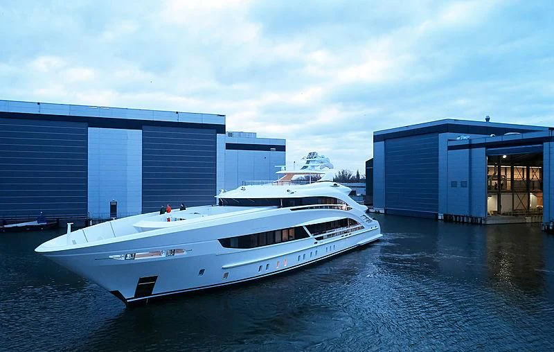 a white yacht in a body of water aboard ARKADIA Yacht for Charter