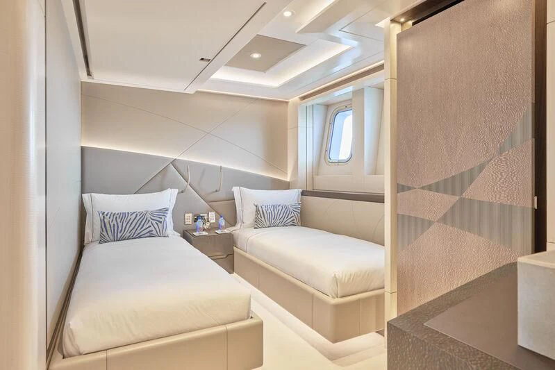 a room with two beds aboard ARKADIA Yacht for Charter