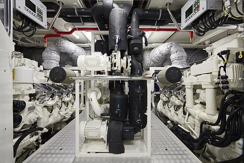 a room full of machinery aboard ARKADIA Yacht for Charter