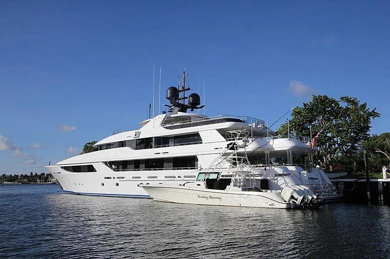 a large white boat in the water aboard SEANASH Yacht for Sale