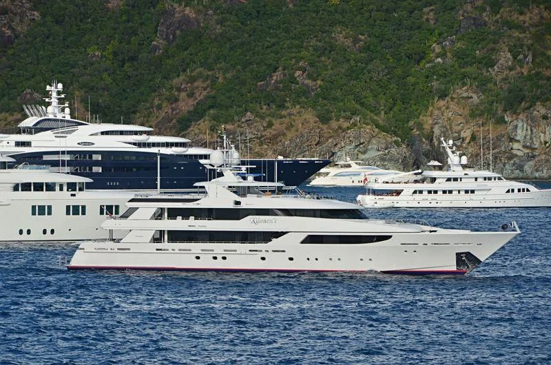 a group of white yachts in the water aboard SEANASH Yacht for Sale