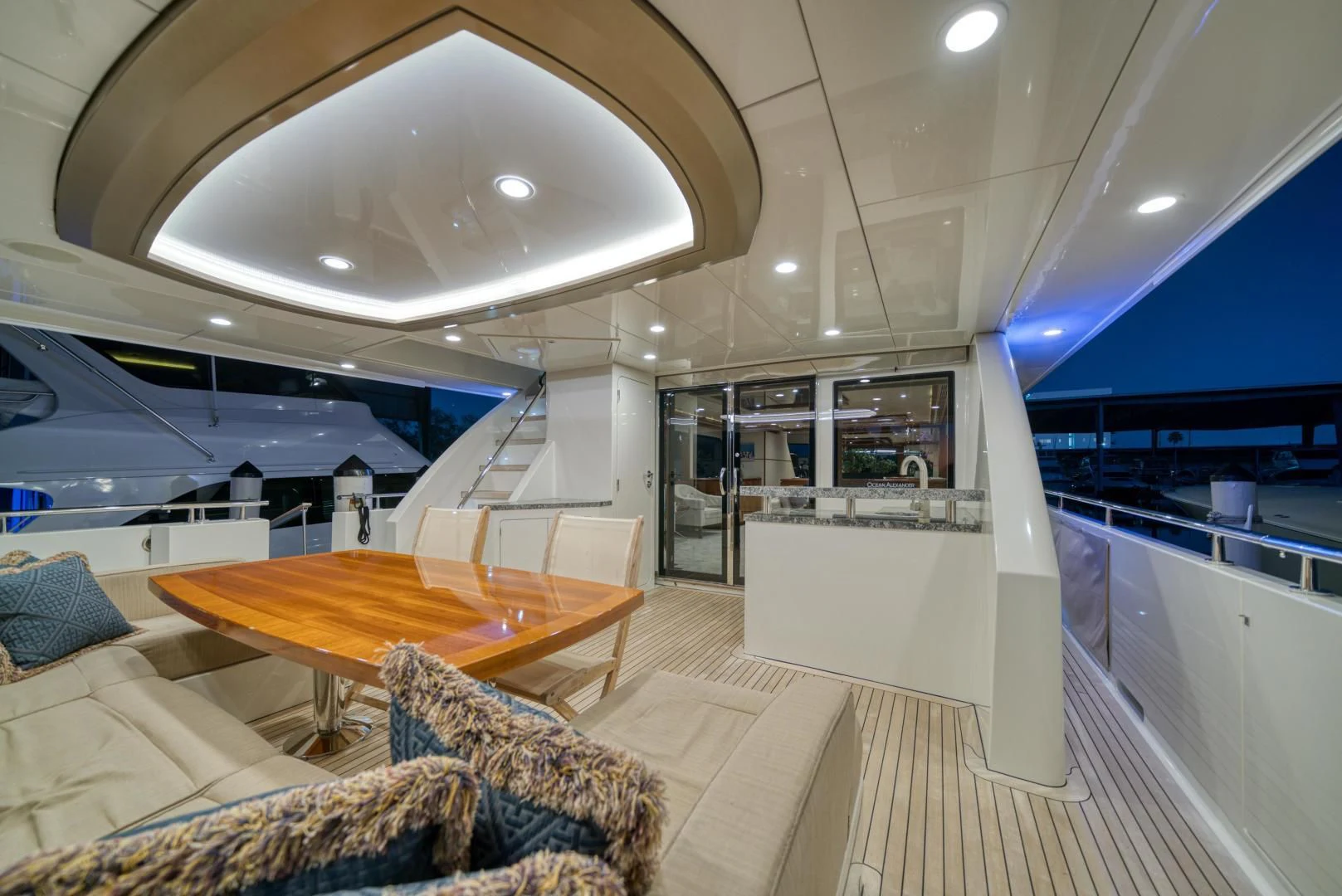 a modern looking living room aboard SANCTUARY Yacht for Sale