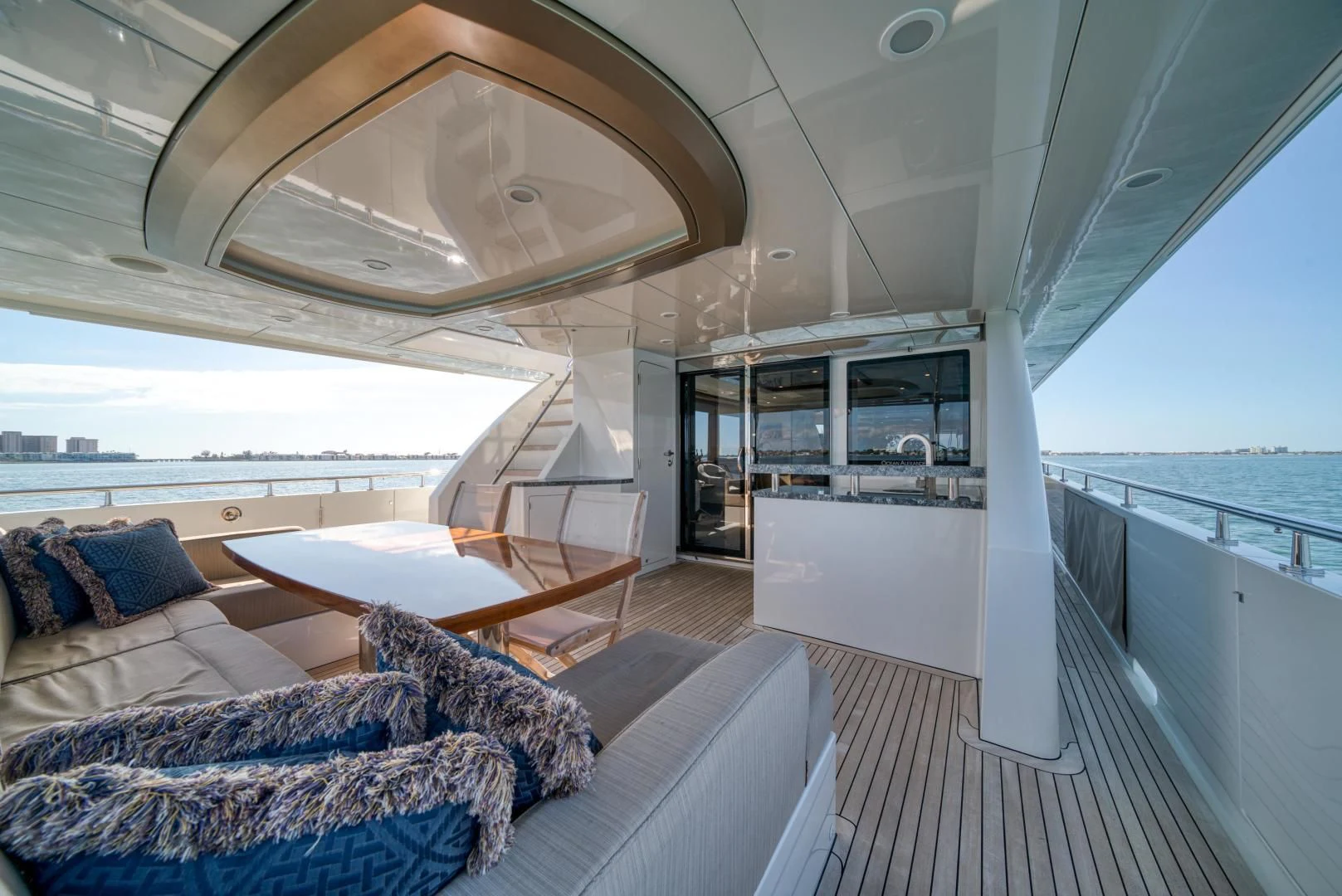 a large open space with a large balcony and a large open area aboard SANCTUARY Yacht for Sale
