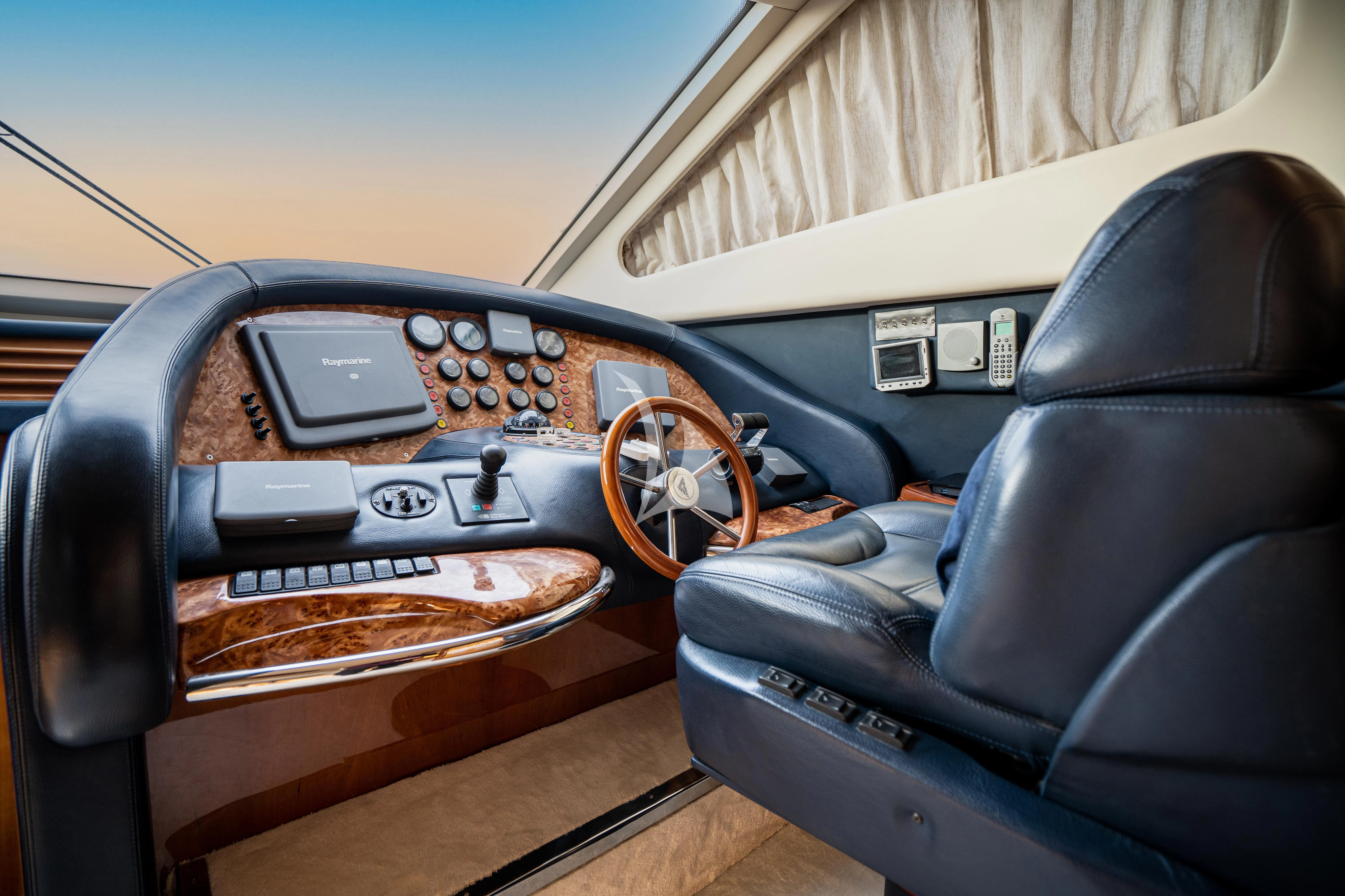the interior of a car aboard ESTIA ZEUS Yacht for Charter