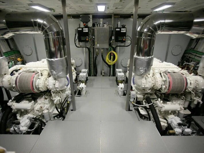 a room with several pipes aboard STRIA 3 Yacht for Sale