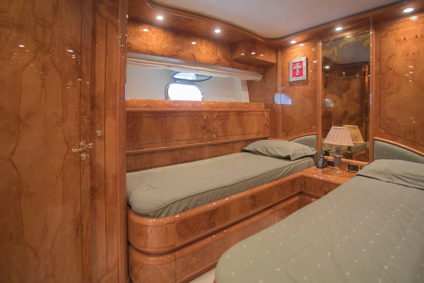 a room with two beds aboard LADY ADELHEID Yacht for Sale