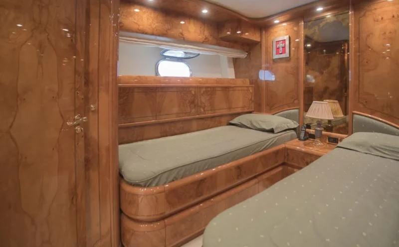 a room with two beds aboard LADY ADELHEID Yacht for Sale