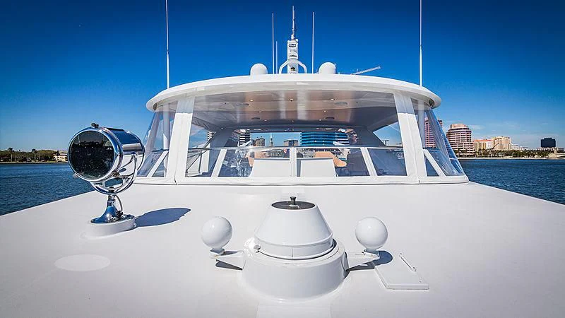 a white yacht with a round fan aboard CASUAL WATER Yacht for Sale