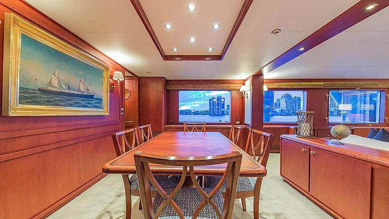 a dining table in a restaurant aboard CASUAL WATER Yacht for Sale