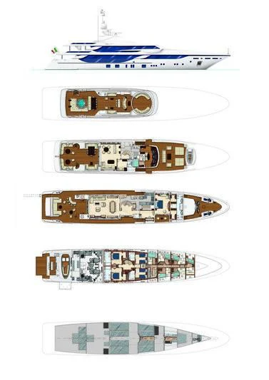 engineering drawing aboard BOMBAY Yacht for Sale