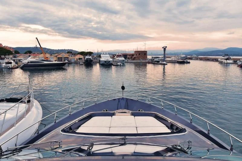 a boat in the water aboard DARK KNIGHT Yacht for Sale