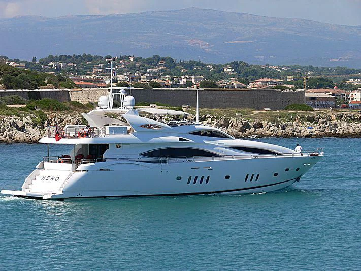 a white yacht in the water aboard RIMA Yacht for Sale