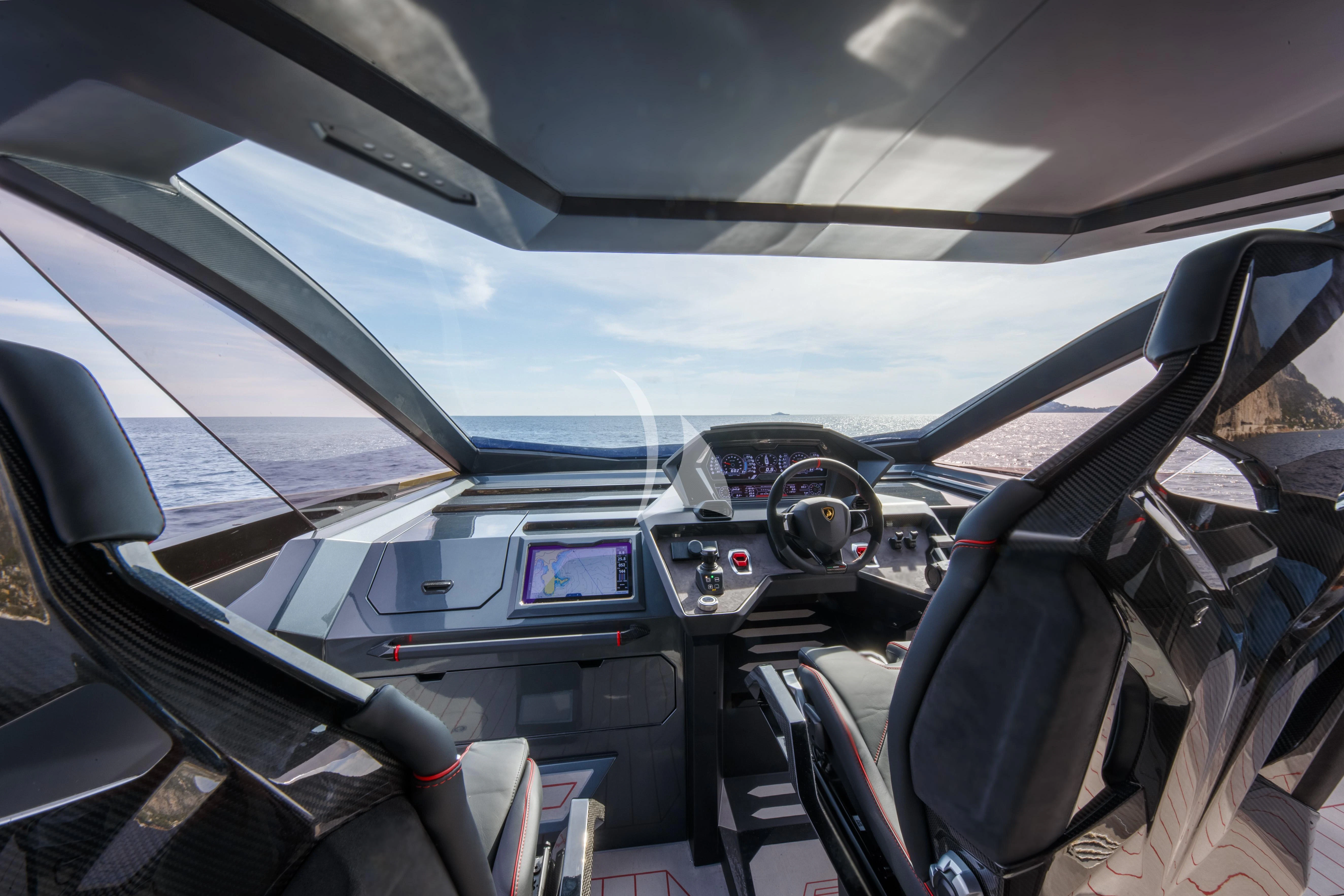 the interior of a car aboard FAST ONE Yacht for Charter