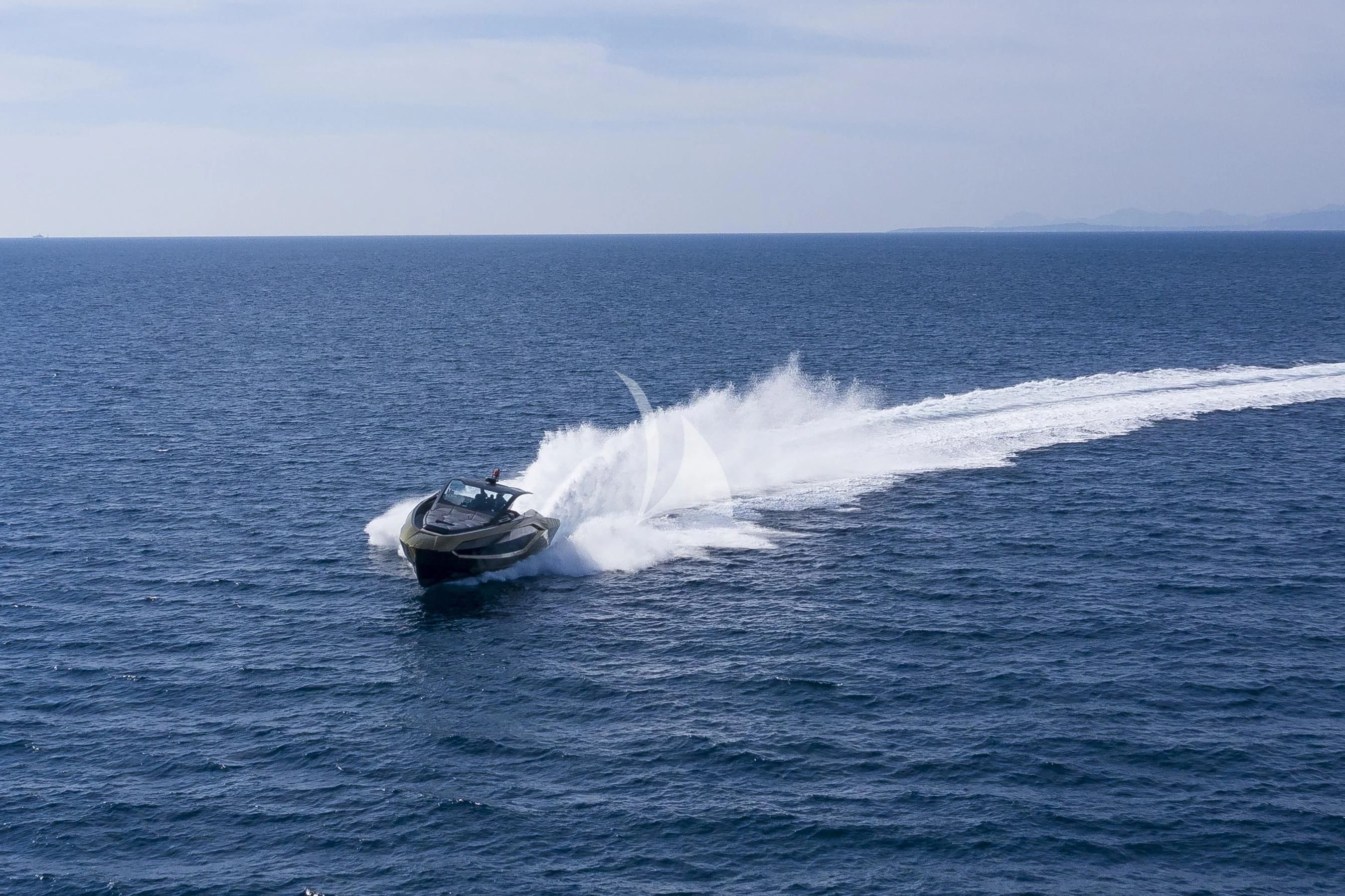 a car driving on water aboard FAST ONE Yacht for Charter
