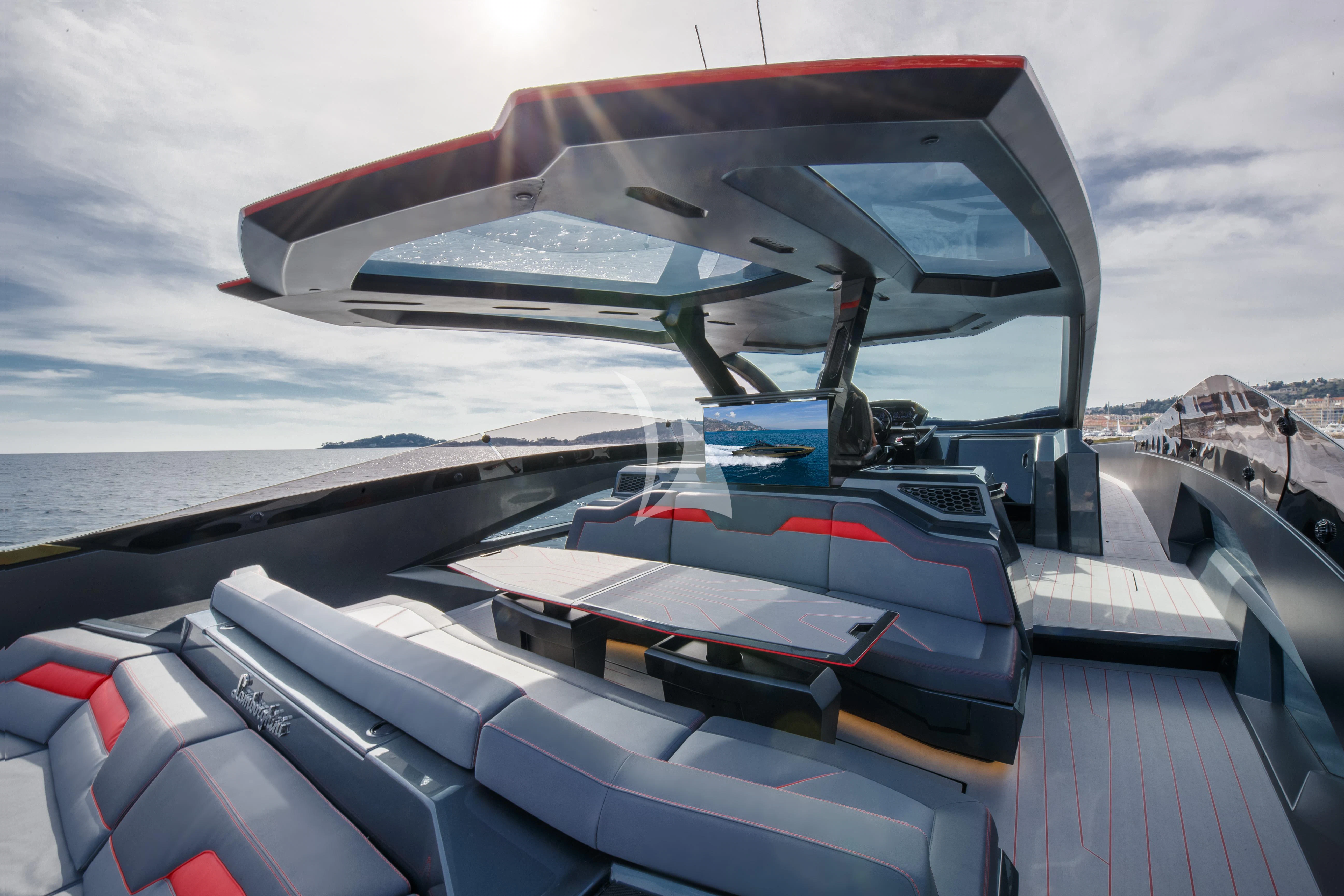 a rooftop with a solar panel aboard FAST ONE Yacht for Charter