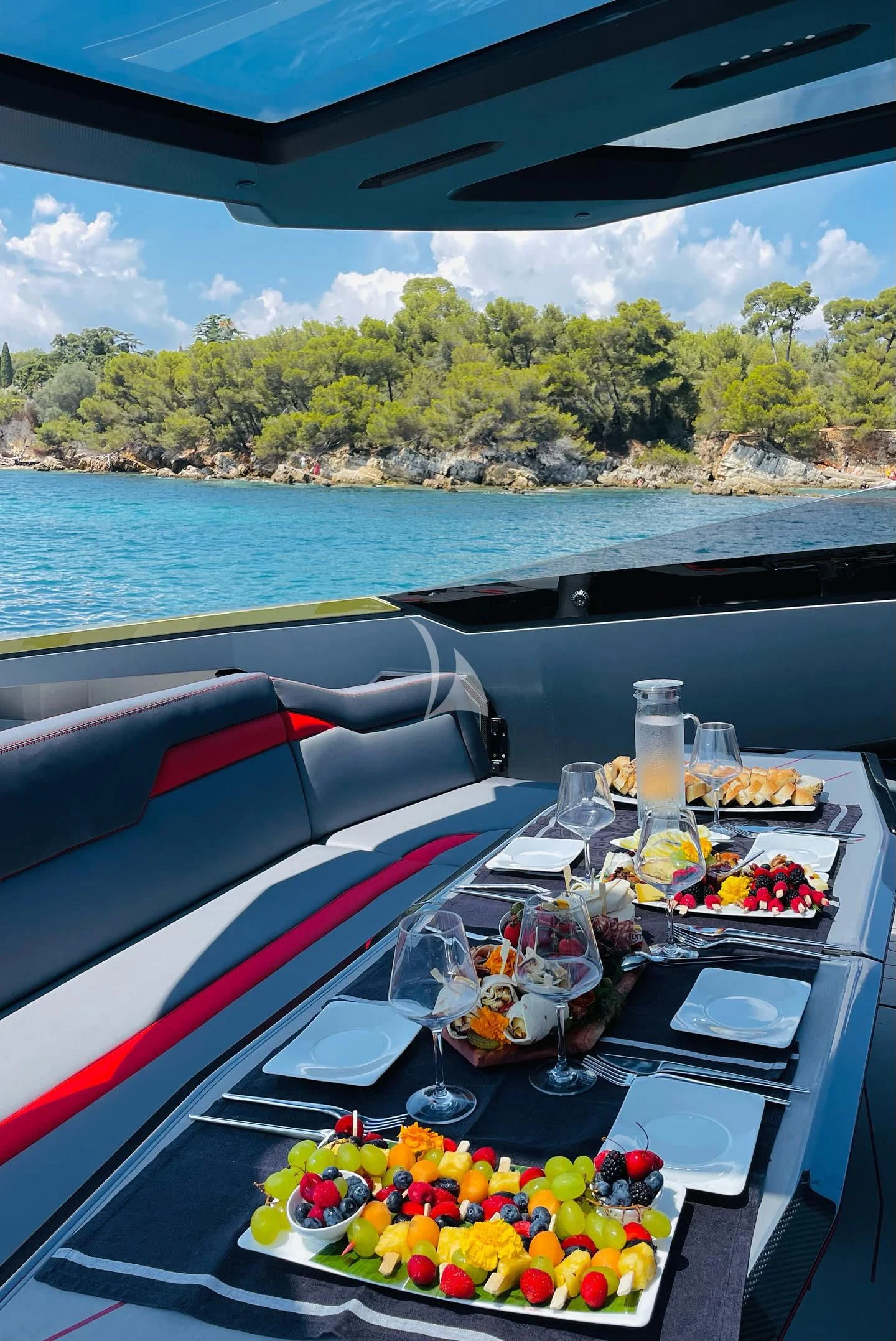 a boat full of food aboard FAST ONE Yacht for Charter