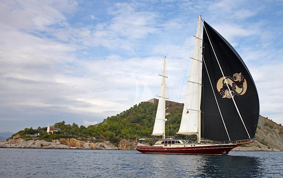 a sailboat on the water aboard DAIMA Yacht for Sale