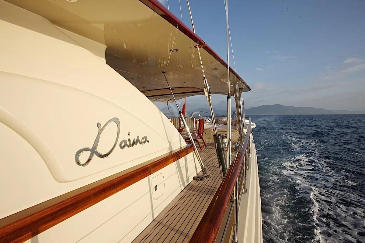 a boat on the water aboard DAIMA Yacht for Sale