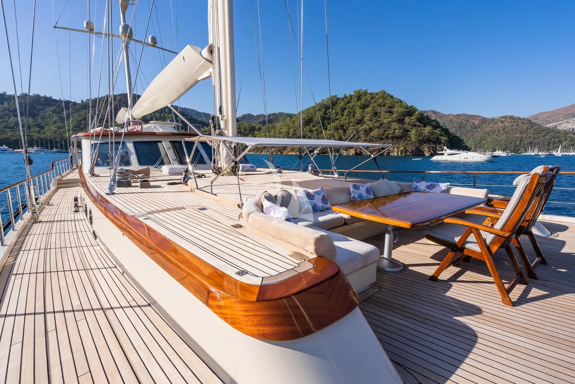 a boat on a dock aboard DAIMA Yacht for Sale