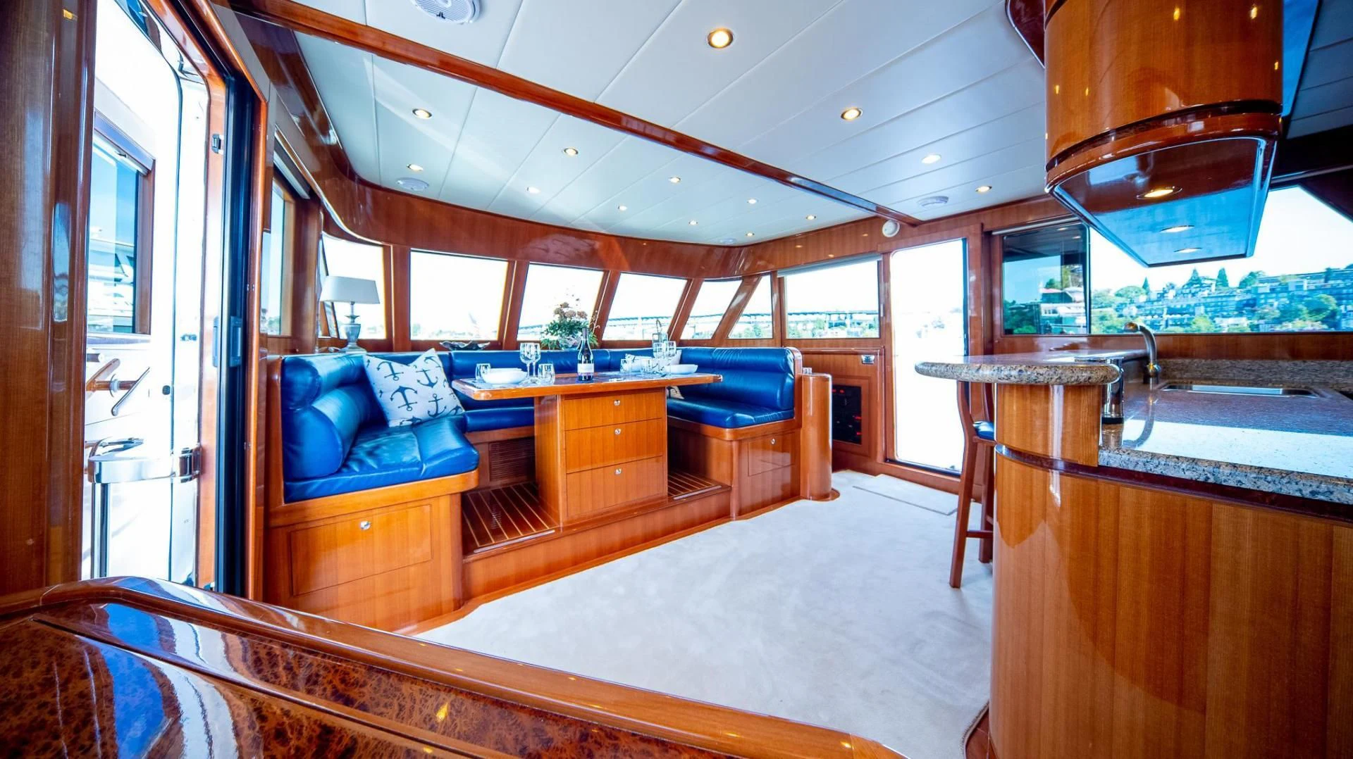 a large bedroom with a bed aboard SEA CZAR Yacht for Sale