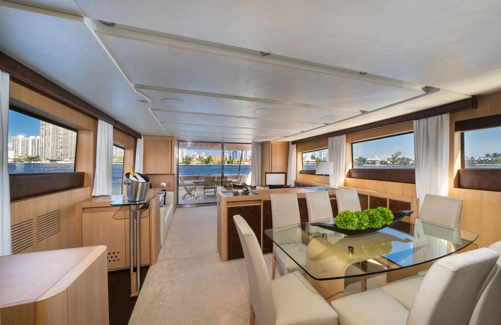a modern looking living room aboard SEA PEARL 2 Yacht for Sale