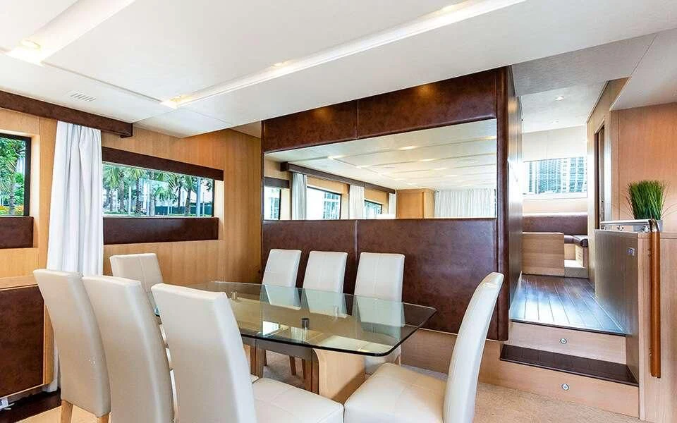 a room with chairs and tables aboard SEA PEARL 2 Yacht for Sale