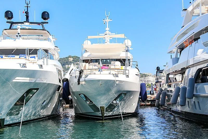 several boats in a harbor aboard CHRISTELLA II Yacht for Sale