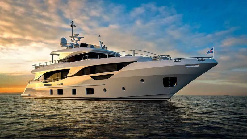 a large white boat in the water aboard CHRISTELLA II Yacht for Sale