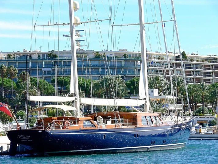 a boat in the water aboard THALIA Yacht for Sale