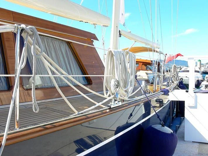 a large boat in a large body of water aboard THALIA Yacht for Sale