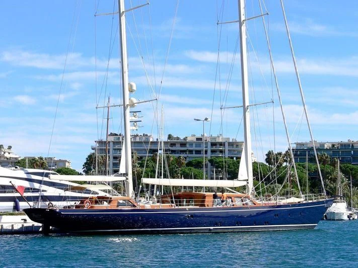 a boat in the water aboard THALIA Yacht for Sale