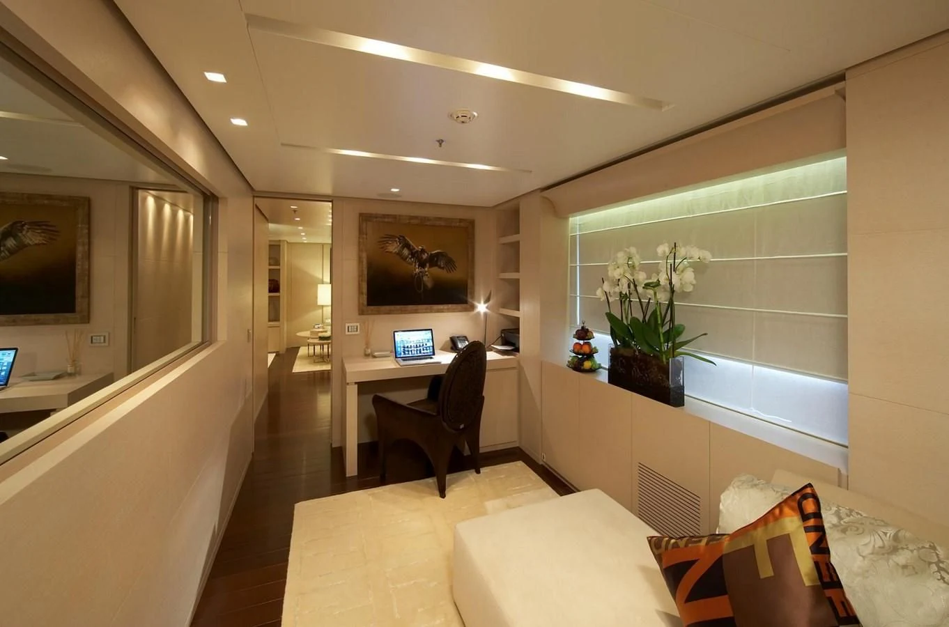 a room with a chair and a desk aboard BURKUT Yacht for Sale