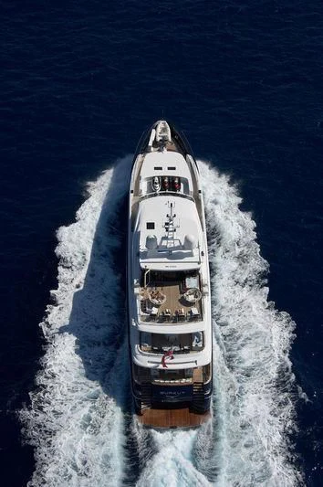 a space ship in the water aboard BURKUT Yacht for Sale