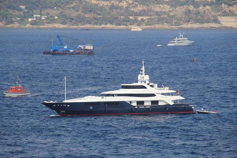 a large boat in the water aboard BURKUT Yacht for Sale