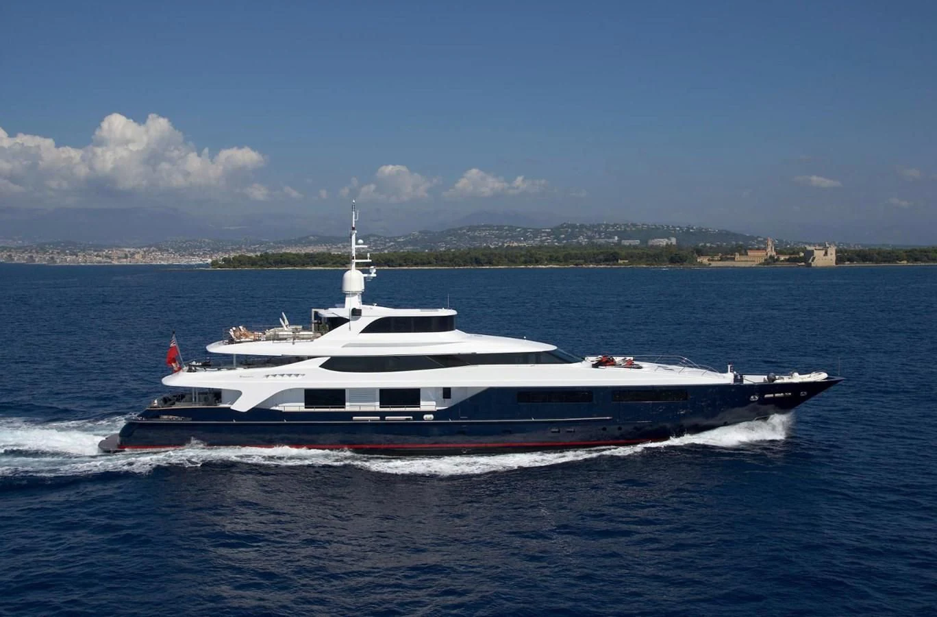 a white yacht on the water aboard BURKUT Yacht for Sale