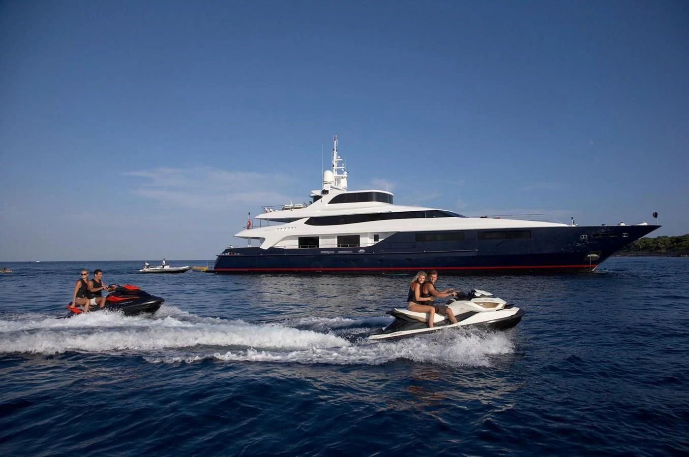 a boat with people on it aboard BURKUT Yacht for Sale
