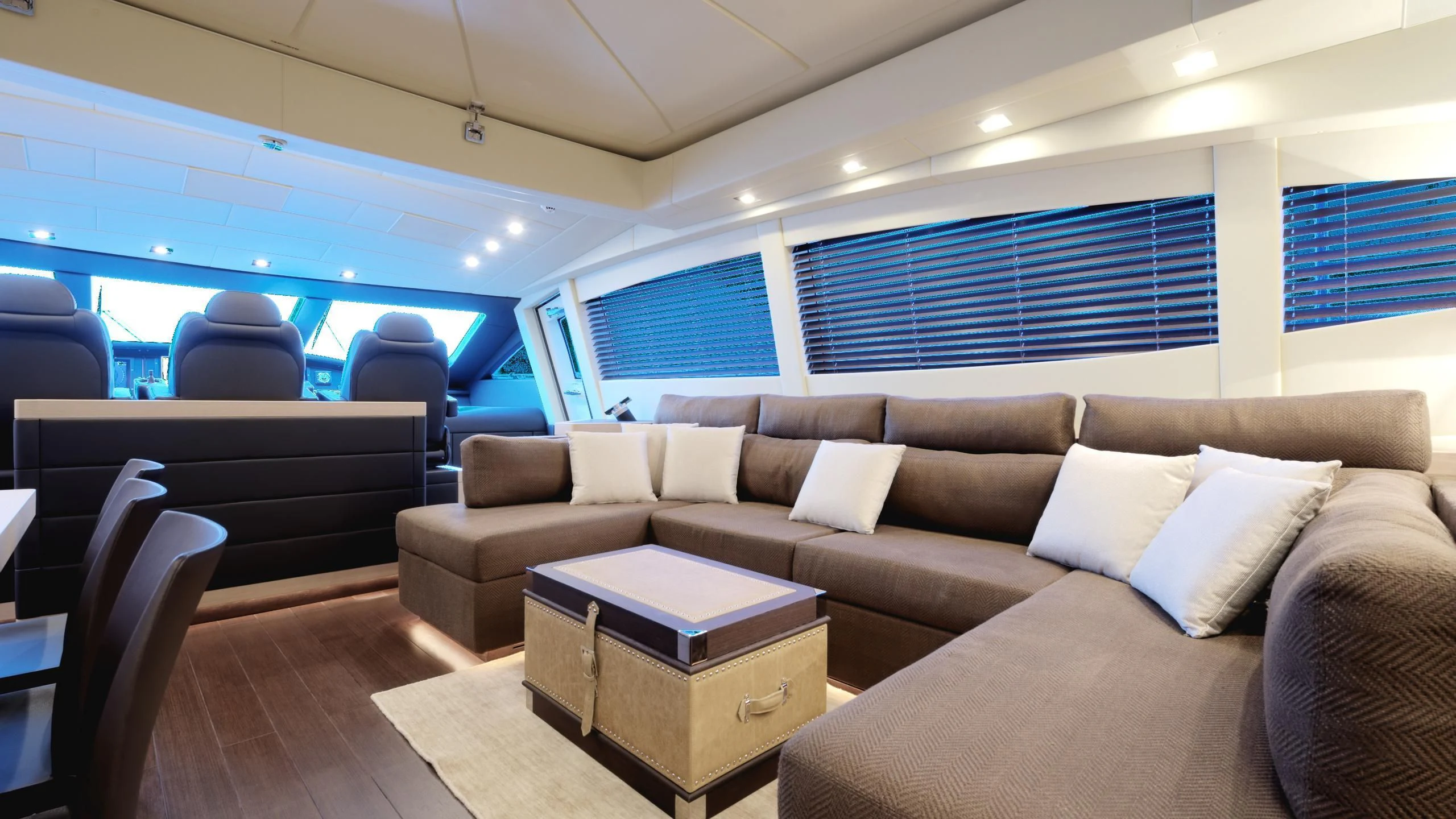 a room with couches and a table aboard CLARISSA Yacht for Sale