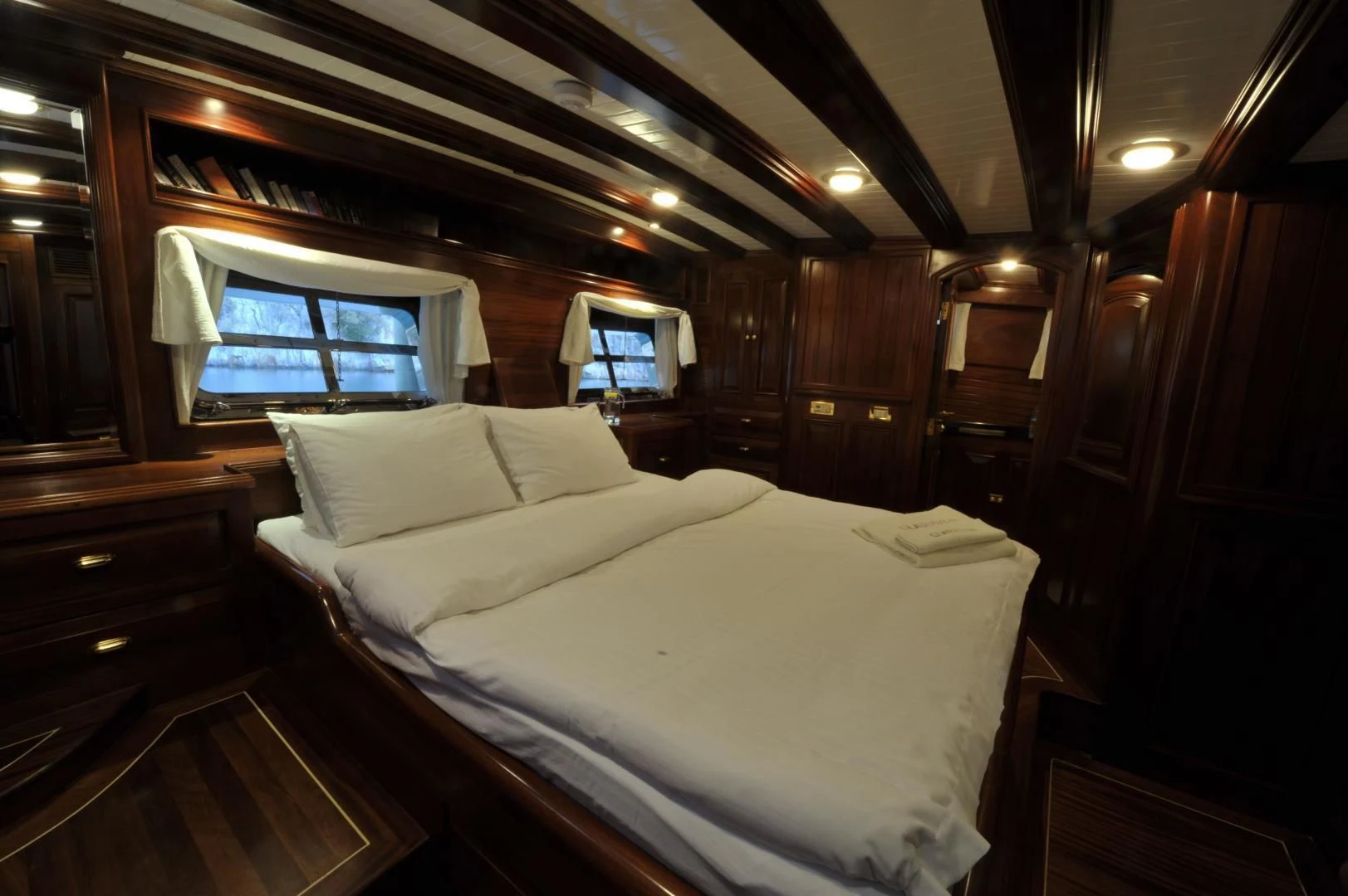 a bed in a cabin aboard CLARISSA Yacht for Sale