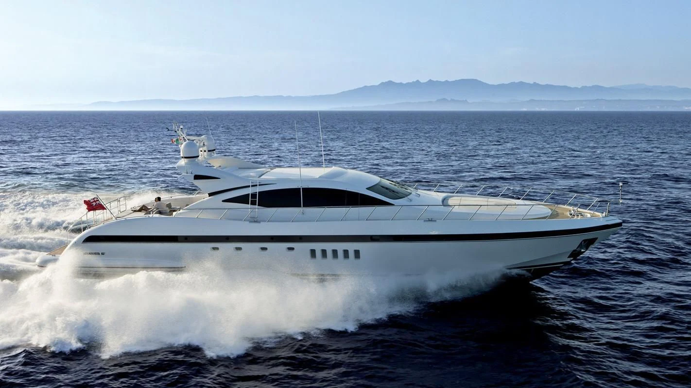 a white yacht on the water aboard CLARISSA Yacht for Sale