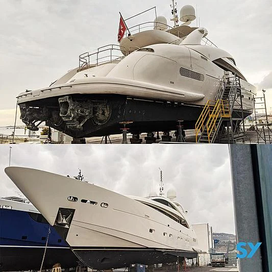 a large ship docked aboard WHISPERING ANGEL Yacht for Sale